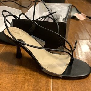 Black lace up heel sandals